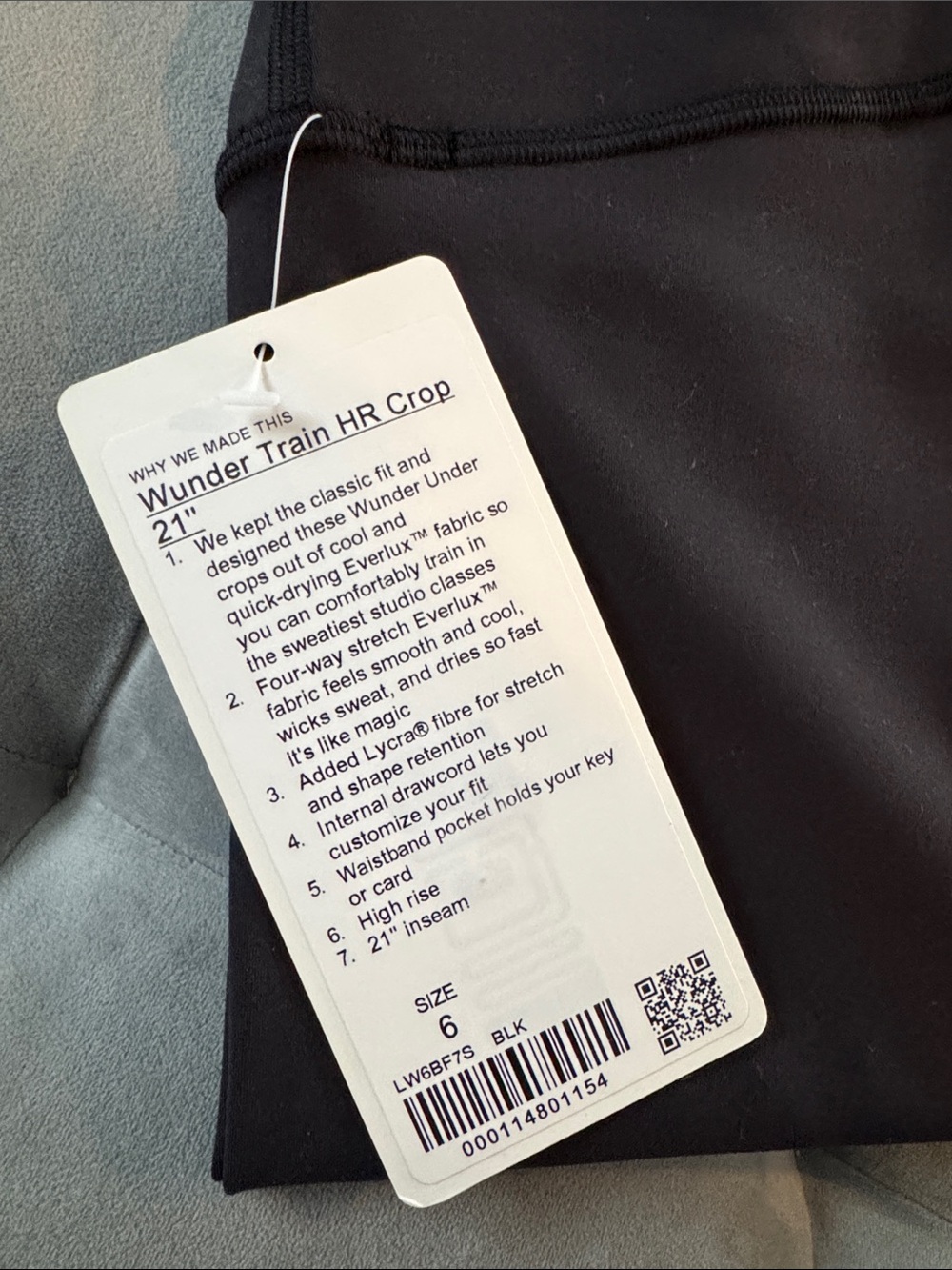 Lululemon Wunder Train HR Crop 21”inseam Black 6 - Picture 2 of 8